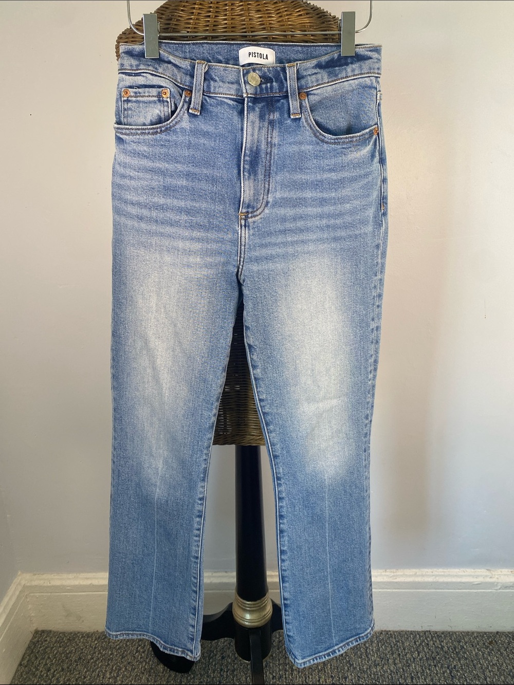 Pistola Aleks Straight Light Blue High-Rise Cropped Straight Ankle Jeans